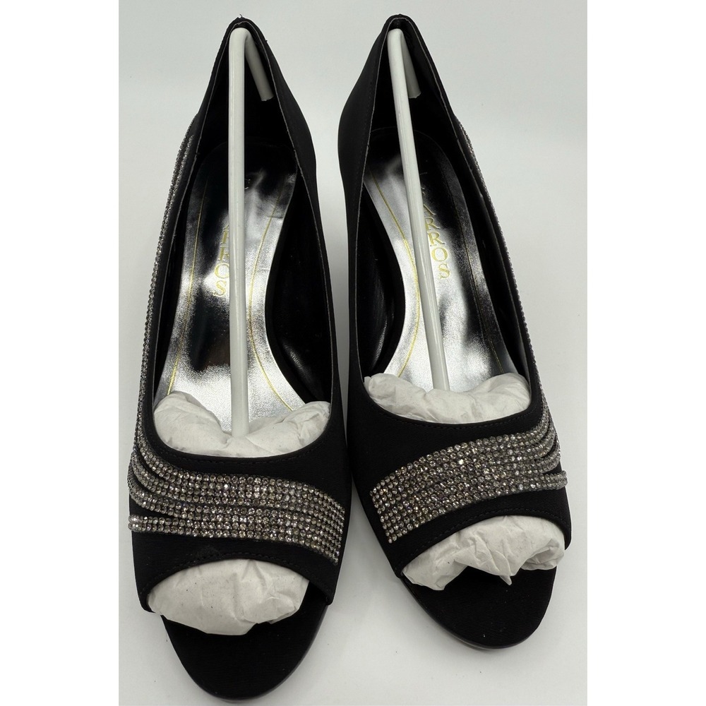 Caparros Shoes Ladies Dress Shoes Black Rhinestone Faille Platforms Sz 8.5 NIB